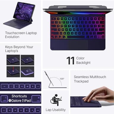 typecase Keyboard Case for iPad Air 13(M3 2025 / M2 2024) and iPad Pro 12.9 (6th, 5th, 4th, 3rd Gen),Magic Keyboard for iPad Pro 12.9,Multi-Touch Trackpad, 11 Colors Backlight,Midnight Amethyst - Image 3