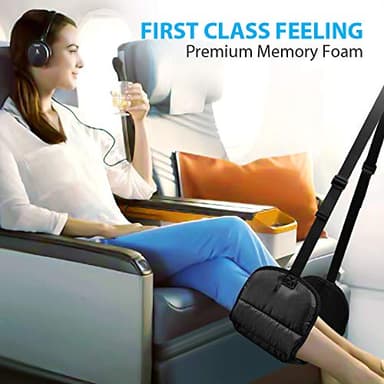 Airplane Footrest Made with Premium Memory Foam - Airplane Travel Foot Hammock, No Clashing Foot Hammock & Portable Plane Leg Rest, Provides Relaxation and Comfortable for Long Flight - Image 2