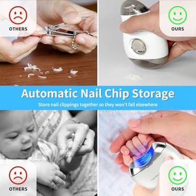 Automatic Electric Nail Clipper, 2 in 1 Baby Nail Trimmer with LED Light & Storage Box, Rechargeable Portable Fingernail Cutter with 3 Speed Gears, Safe Nail File for Baby, Kids, Adults - Image 4