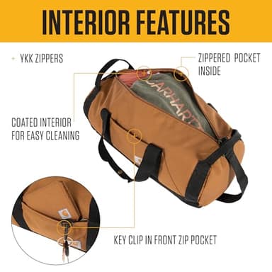 Carhartt Classic Round Duffel with Utility Pouch, Heavy-Duty, Water-Resistant Packable Gear Bag for Jobsite, Gym, and Travel, Port, 25L - Image 3