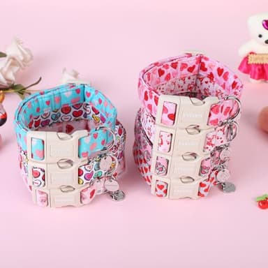 DOGWONG Valentine's Dog Collar - Pink Heart Adjustable Cotton Heart Dog Collar - Perfect for Extra Large Dogs - Image 5