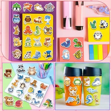 300 PCS Water Bottle Stickers for Kids,Waterproof Vinyl Animal Stickers for Kids,Skateboard,Laptop Stickers for Girls Boys Classroom Prizes - Image 5