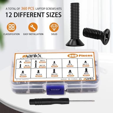 mankk 360PCS Laptop Screws 12 Sizes M2 M2.5 M3 Replacement Computer Tiny Screws Motherboard Screw with Screwdriver for Laptop PC Repair & DIY - Image 3