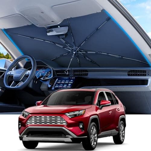 REEVAA 2025 Upgraded Car Windshield Sun Shade Umbrella [100% Sun Protection & Keep Cool] Protect Interior, 360° Flex Handle Sun Shield Sunshade, Medium (57''x32'') for Most SUV/Truck - Image 1
