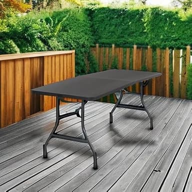 COSCO Molded Folding Banquet Table w/Handle, 6ft, Black - Image 6