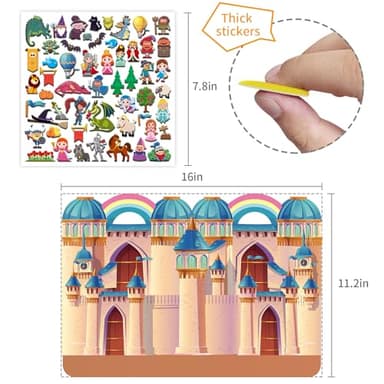 Kalysky Dress Up Sticker Books for Girls Ages 3+, Reusable Puffy 3D Sticker Books for Toddlers, Include Princess Mermaid Fairy and Fashion Girl,Activity Books for Toddlers 3-5 - Image 2