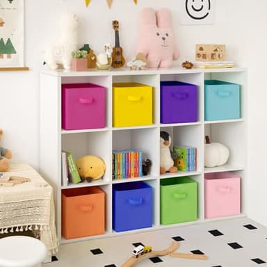 GRANNY SAYS 11 Inch Cube Storage Bins, Colorful Cube Storage Organizer, Fabric Storage Bins, Storage Cubes for Shelves, Closet, Toy Storage Bins for Kids Room, Play Room, Rainbow, 8-Pack - Image 2