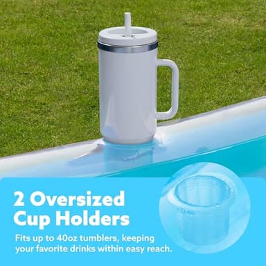 SLOOSH Inflatable Tanning Pool Lounger Float, 85" x 57" Extra Large Pool Floats Adult with Pillow, 4 in 1 Suntan Tub Raft Floatie,Sunbathing Bed Lounge for Water Blow Up Ball Pit Party Gifts, XL-Blue - Image 4