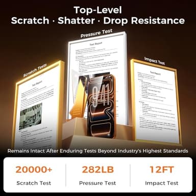 NeverBreak 9H+ Hardness for iPhone 17 Pro Max Screen Protector 12FT Military Grade Protection (Scratch, Shatter, Drop Resistance) Tempered Glass Full Edge Coverage 6.9", 2 Pack with De-Bubble Card - Image 3