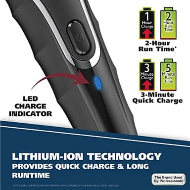 Wahl Aqua Blade® Rechargeable Wet/Dry Lithium-Ion Deluxe Beard Trimmer for Men - Interchangeable Heads for Detailing, Hair, Mustache and Body Grooming - Model 9899-100 - Image 6