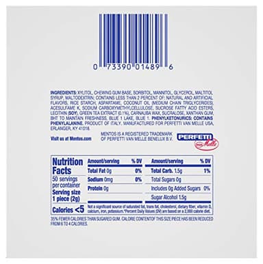 Mentos Sugar-Free Chewing Gum, Fresh Mint Flavor, Winter Edition Snowman Bottle, Holiday Stocking Stuffer, Secret Santa, 50 Count (Pack of 4) - Image 3