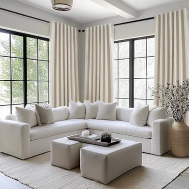 Topfinel Beige Linen Blackout Curtains 84 Inch Long, Modern Black Out Curtains for Bedroom Windows Treatments, Cream Heat & Cold Blocking Back Tab Pleated Drapes for Living Room 2 Panels Cottage 7 FT - Image 2