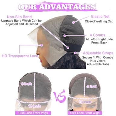 250% Density 13X6 30 Inch Deep Wave Lace Front Wigs Human Hair Curly Wig Wet and Wavy HD Lace Front Wig Pre Plucked 100% Real Human Hair No Synthetic Blend No Tangle No Shedding Triple Lifespan 3X - Image 3