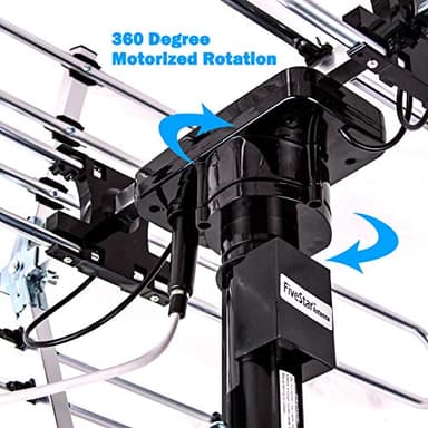 Five Star Outdoor Digital Amplified HDTV Antenna - up to 200 Mile Long Range,Directional 360 Degree Rotation,HD 4K 1080P FM, Supports 5 TVs Plus Installation Kit and Mounting Pole - Image 4