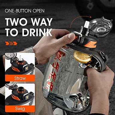 TKK Half Gallon Water Bottle Jug with Straw, Large Capacity Plastic Water Bottle, Dishwasher Safe, 1/2 Gallon 64 Oz, BPA Free Tritan for Gym, Yoga, Travel, Camping, Outdoor, Black - Image 4