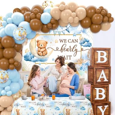 DataMoon We Can Bearly Wait Baby Shower Decorations - Baby Boxes with Letters,Boho Balloons,We Can Bearly Wait Backdrop,Tablecloth for Teddy Bear Baby Shower,Birthday Supplies,Gender Reveal - Image 4