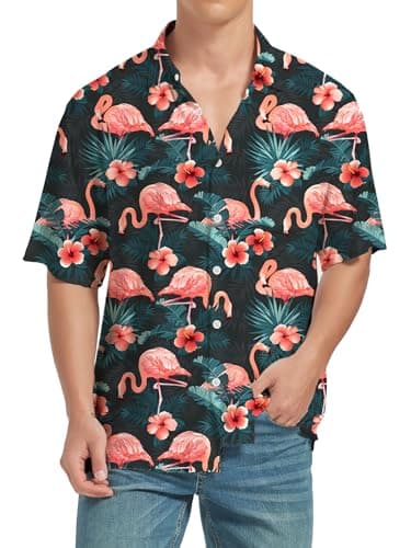 Men's Hawaiian Shirts Short Sleeve Floral Casual Button Down Shirts for Men - Image 1