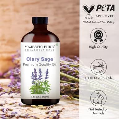 Majestic Pure Clary Sage Essential Oil with Glass Dropper - Huge 4 Fl Oz - 100% Pure and Natural Clary Sage Oil - Premium Grade Essential Oils for Diffuser, Aromatherapy, Soap and Candle Making - Image 3