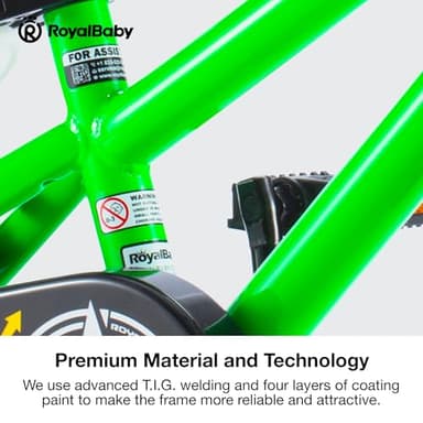 RoyalBaby Freestyle Kids Bike Boys Girls 16 Inch BMX Childrens Bicycle with Training Wheels & Kickstand for Ages 4-7 years, Green - Image 5