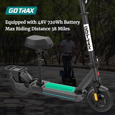 Gotrax Eclipse Ultra Saddle Electric Scooter, 20MPH, 28Miles, Adjustable Handlebar Height, Foldable, Detachable Seat, Cruise Control, Dual Suspension, LED Display, One-step Folding - Image 3