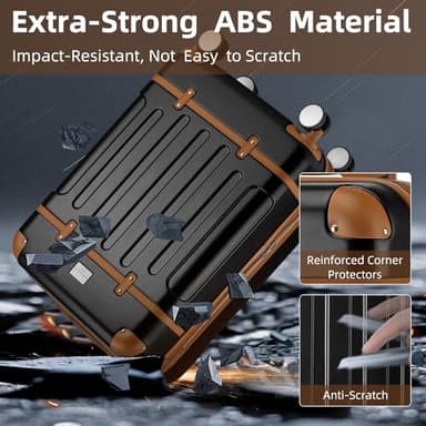 LARVENDER Luggage Sets 3 Piece, Expandable Carry on Luggage 22x14x9 Airline Approved Hardshell Suitcases with Spinner Wheels TSA Lock, Vintage Rolling Luggage for Men and Women, Black - Image 6