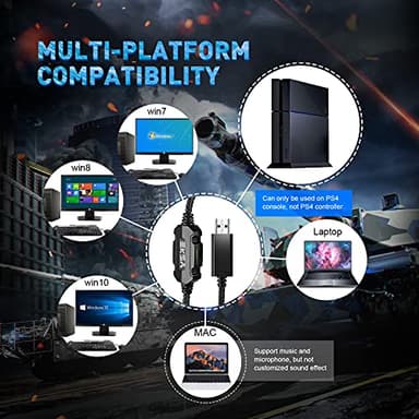 EKSA E1000 Gaming Headset, Computer Headphones with Noise Canceling Mic & RGB Light, Compatible with PC, PS4, PS5, Laptop - Image 9