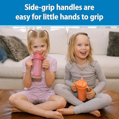 Dr. Brown's Milestones Insulated Sippy Cup with Straw and Handles, Spill-Proof Tumbler with Lid, 2-Pack, Pink, 10 oz/300 mL, BPA Free, 12m+ - Image 5