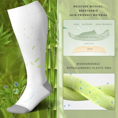 LEVSOX Plus Size Compression Socks for Women&Men Wide Calf 15-20 mmHg Knee High Extra Large Calf Support Socks for Nurse, Medical, Travel, Black, White, Wheat - Image 2