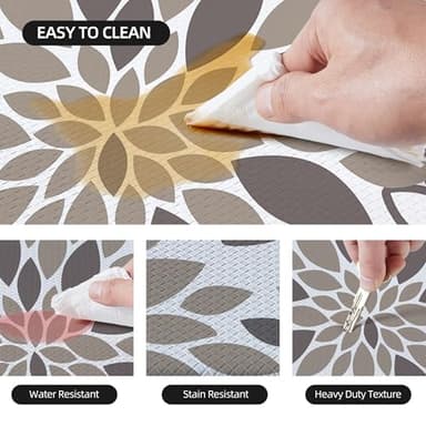 Cusugbaso Anti Fatigue Kitchen Mats, Cushioned Boho Farmhouse Kitchen Rugs Set of 2 - Brown Bohemian Decor - Non Slip PVC Comfort Standing Desk Mats for Floor, Office, Laundry 17"x27"+17"x47" - Image 4