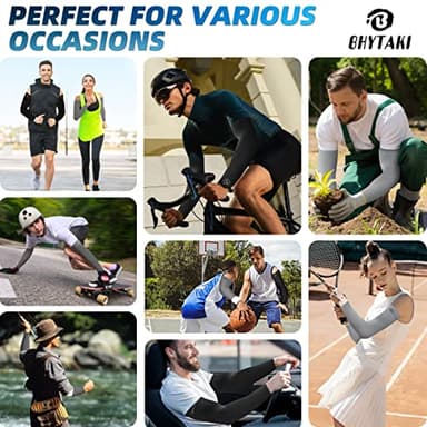 BHYTAKI 6 Pairs UV Sun Protection Arm Sleeves, UPF 50 Sports Cooling Arm Compression Sleeves for Men Women Teenager - Image 7