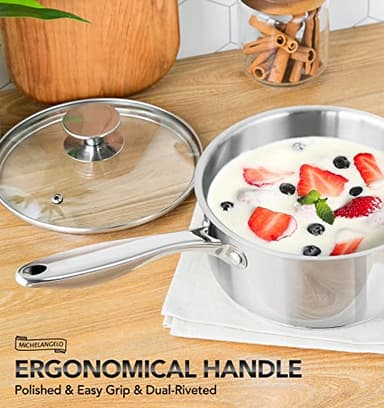 MICHELANGELO Stainless Steel Saucepan Set 1Qt & 2Qt, Premium German Technology Sauce Pans 2 Piece, 18/10 Stainless Steel Sauce Pan Set, Induction Compatible - Image 4