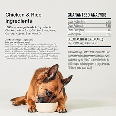 JustFoodForDogs Pantry Fresh Wet Dog Food, Complete Meal or Topper, Chicken & White Rice Human Grade Recipe - 12.5 oz (Pack of 6) - Image 8