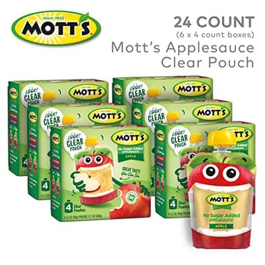 Mott's No Sugar Added Applesauce, 3.2 Oz Clear Pouches, 24 Count (6 Packs Of 4), Good Source Of Vitamin C, No Artificial Flavors - Image 3