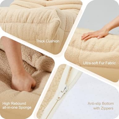 Bean Bag Chairs for Adults Giant Bean Bag Chair Memory Foam BeanBag Chair Big Bean Bag Sofa with Filler Faux Fur Fireside Beanbags Lazy Sofa for Living Room Bedroom Dorm Office (Khaki Teddy) - Image 7