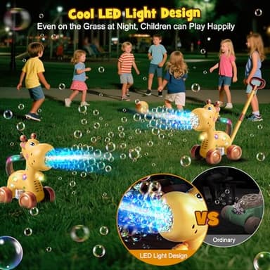 Nicmore Automatic Bubble Machine Toddler Toys: Giraffe Bubble Lawn Mover Outdoor Toy for 1 2 3 4 5 Year Old Boy Girl - Push or Handheld Bubble Maker Blower for Age 1-3 Kids Birthday Gifts - Image 4
