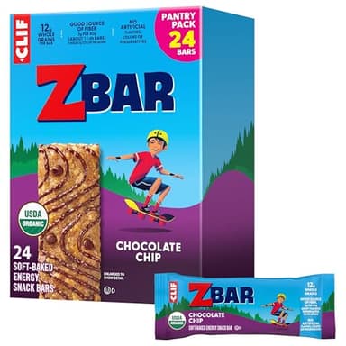 Zbar - Chocolate Chip - Soft-Baked Energy Snack Bars - Non-GMO - 12g Whole Grains - USDA Organic Granola Bars (24 Pack) - Image 1