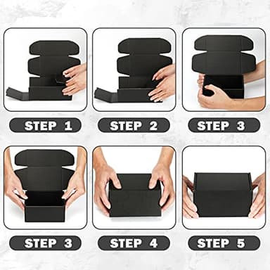DUZCLI Small Shipping Boxes 8x6x3 Inch (25 Pack) - Sturdy Black Corrugated Cardboard Boxes for Small Business, Ecommerce, Mailing & Packaging | Recyclable Gift & Storage Boxes - Image 4