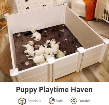 Whelping Box for Large Breed Dogs, Whelping Box for Puppies, PVC Puppy Playpen, Waterproof & Rustproof Whelping Pen, Puppy Whelping Supplies, Raised Garden Bed, Indoors & Outdoors, 48x48x18 in, White - Image 5
