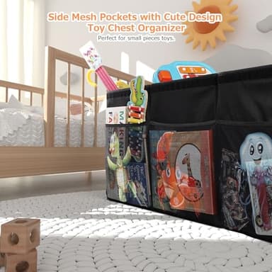 Extra Large Toy Box, Collapsible Sturdy Toy Storage Organizer with Lids, 155L Storage Box for Boys Girls, 42"x16"x14" Kids Bin Chest Baskets for Living Room, Playroom, Bedroom, Nursery, Black - Image 5