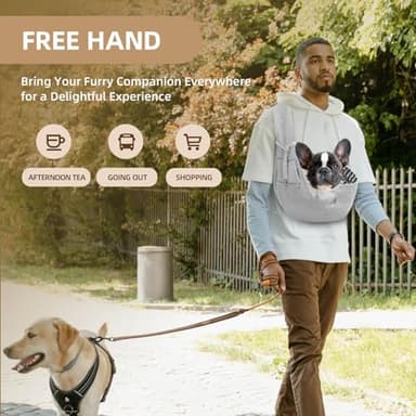 Adjustable Dog Carrier Sling - Hand-Free Dog Carriers for Small Dogs and Cats, Puppy Sling Carrier with Zipper Purse Pocket, Travel Safety Harness, Puppy Essentials (Gray) - Image 6
