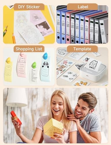 iDPRT Portable Sticker Maker Machine with 1 Roll Sticker Paper, Mini Printer Efficiently and Quickly, Thermal Printer for Study Notes, Pictures, DIY, Label, Free App with Multiple Templates, Grey - Image 6
