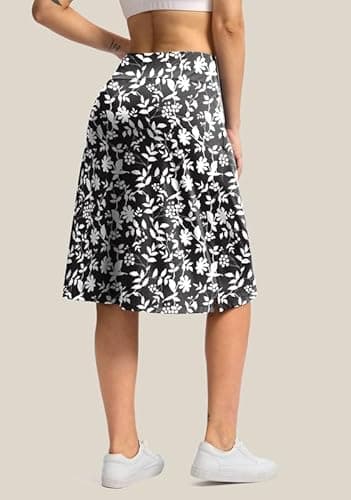 Viodia 25" Knee Length Skorts Skirts for Women with Zipper Pockets Stretchy Modest Aline Midi Skort for Casual Summer Travel - Image 2