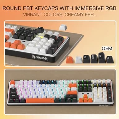 Redragon K689 PRO Wireless Gasket RGB Gaming Keyboard, 108 Keys Mechanical Keyboard w/Extra 4 Hotkeys, Upgraded Hot-swappable Socket, 3-Layer Noise Dampening, Round PBT Keycaps, Custom Linear Switch - Image 6