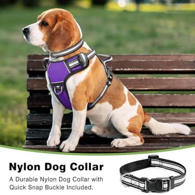 WINSEE Dog Harness No Pull, Pet Harnesses with Dog Collar, Adjustable Reflective Oxford Outdoor Vest, Front/Back Leash Clips for Small, Medium, Large, Extra Large Dogs, Easy Control Handle for Walking - Image 2
