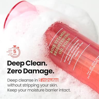 [K-Beauty] Rose Vitamin Oil to Foam - All-in-One Korean Face Wash OilBased Foaming Facial Cleanser - Pore Minimizing & Blackhead Remover - Makeup Deep Cleansing Oil for All Skin Types (3.88 fl oz) - Image 5