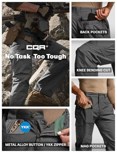 CQR Men's Tactical Pants, Water Resistant Ripstop Cargo Pants, Lightweight EDC Work Hiking Pants, Outdoor Apparel, Raider Charcoal, 36W x 34L - Image 6