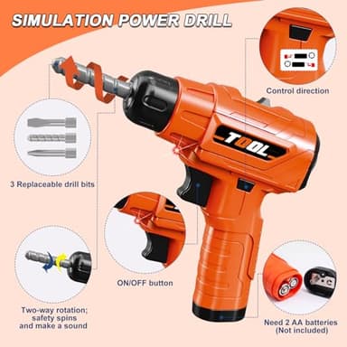 Kids Tool Bench - Toy Workbench with Storage Box,4 in 1 Kids Tool Set with Electric Drill Toy Tool Accessories 90pcs Pretend Play Construction Toy Educational Gift for Kids 3-5,4-8 - Image 4