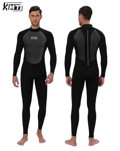 KMT Wetsuit for Men, Mens 3/2mm Wetsuits Full Ultraflex Wet Suits Back Zip Keep Warm in Cold Water High-Elasticity CR, Black Medium Tall - Image 3