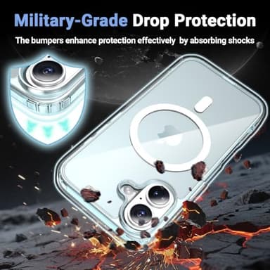 Temdan for iPhone 17 Case Clear Blue with Screen Protector, [Compatible with Magsafe][Anti-Yellowing][Military-Grade Protection] Shockproof Slim Magnetic Phone Case Cover, Blue - Image 4