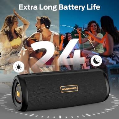 Monster S230 Portable Bluetooth Speaker, Wireless Speaker with 30W Loud Stereo Sound, Wireless Stereo Pairing, 24H Playtime, Bluetooth 6.0 Supports TF Card, AUX for Outdoor/Home/Party - Image 3
